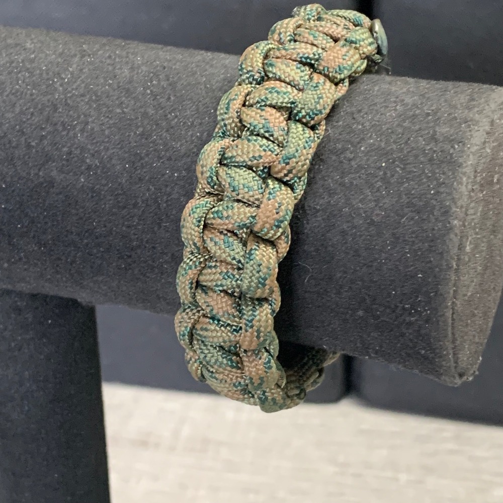 Handmade Paracord Survival Bracelet Woodland Camo Cobra Weave Tactical 6.5 Inch